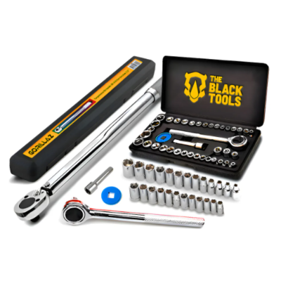 Torquímetro De Estalo 1/2'' 2.8 A 21kg Reversível Gorillaz Aço Cromo Vanádio Com Jogo De Soquetes 40 Peças