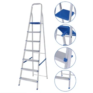 Escada De Alumínio Dobrável 7 Degraus Reforça Uso Doméstico